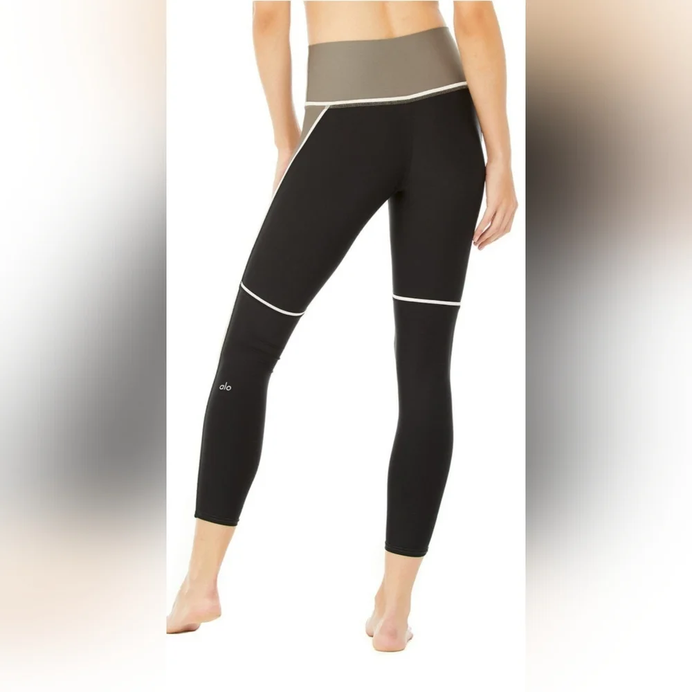 Alo Yoga 7/8 High-Waist Element legging,Olive Branch/Black, Size S